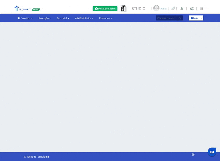 Imagem exemplo da página de CRM do sistema para studio Tecnofit