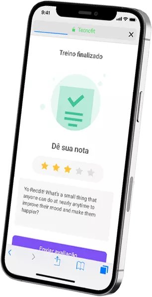 Imagem exemplo da tela de avaliação de treino do app para personal Tecnofit